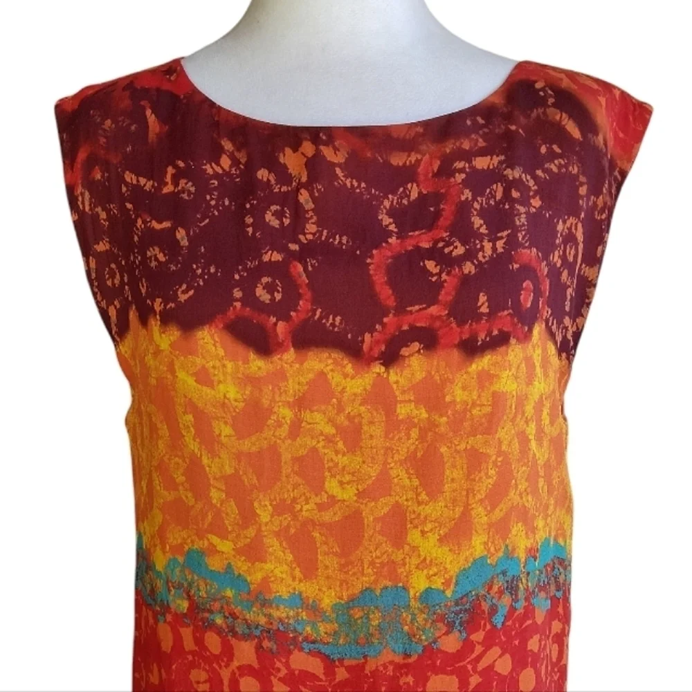 Alice + Olivia Colorful Abstract Print Silk Sleeveless Blouse Size Small